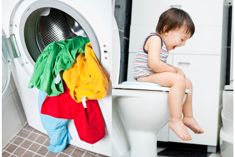 Kind und Waschmaschiene